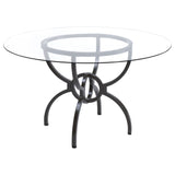 Aviano Gummetal 5-Piece Round Glass Top Dining Table Set Gunmetal