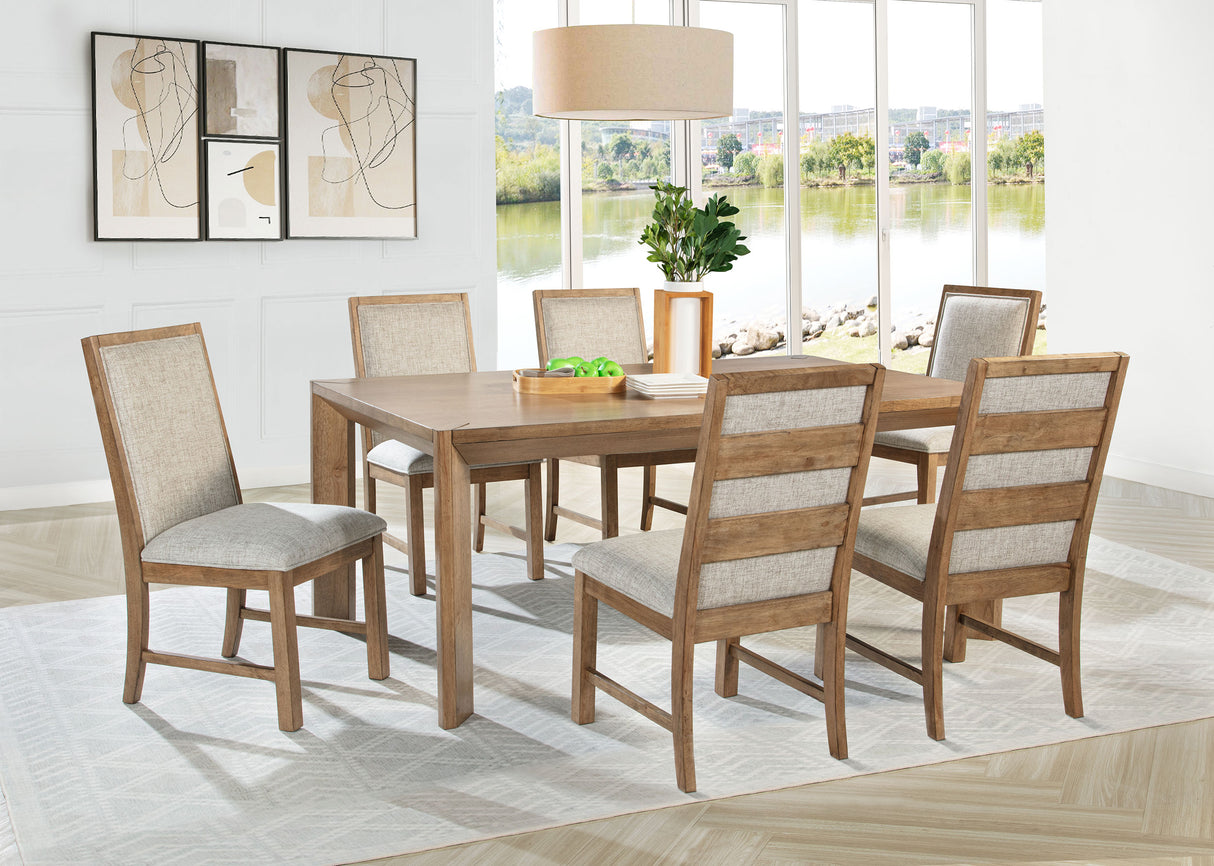 Bruner Natural Brown 7-Piece 72-Inch Rectangular Dining Set