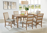 Bruner Natural Brown 7-Piece 72-Inch Rectangular Dining Set