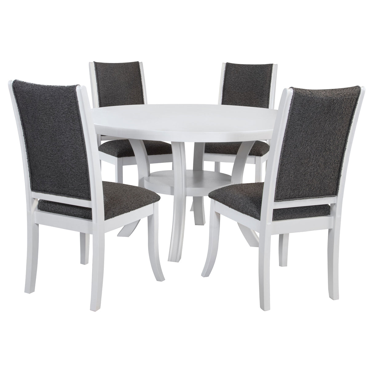 Judd Pearl White 5-Piece 54-Inch Round Wood Dining Table Set