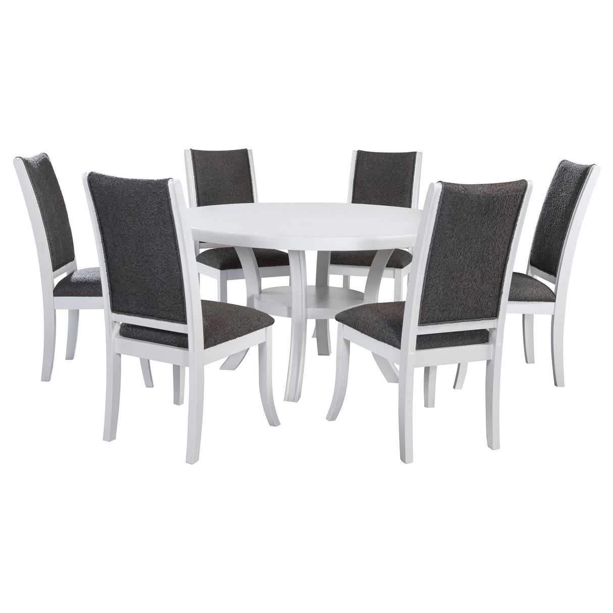 Judd Pearl White 7-Piece 54-Inch Round Wood Dining Table Set