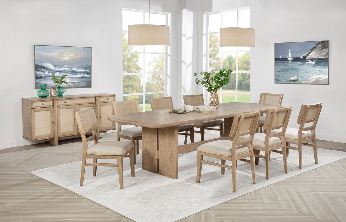 Kailani Beige Oak 10-Piece Wood Dining Set With Sideboard