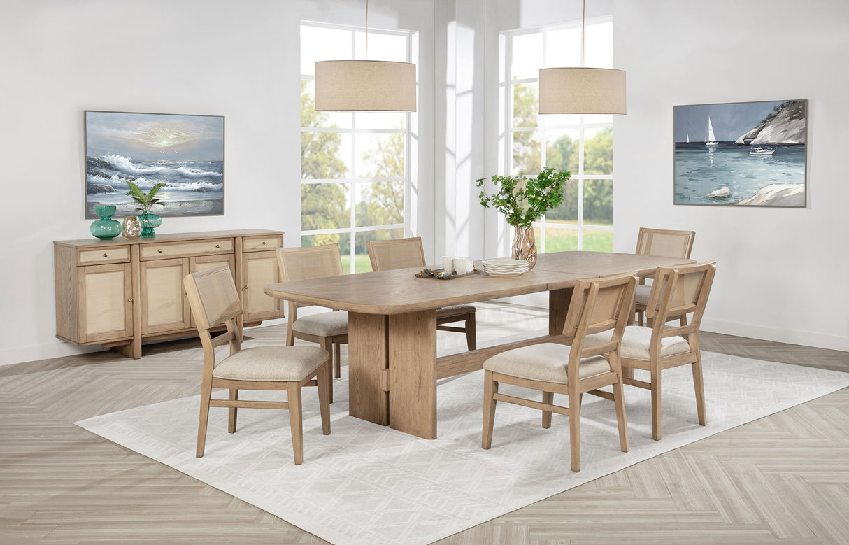 Kailani Beige Oak 7-Piece Rectangular Wood Dining Table Set