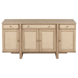 Kailani Beige Oak 4-Door Cane Sideboard Buffet Cabinet