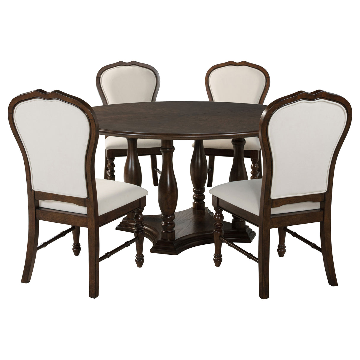 Landon Rich Brown 5-Piece 60-Inch Round Dining Table Set