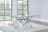 Beaufort Chrome Rectangular 71-Inch Glass Top Dining Table