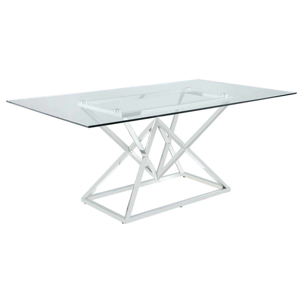 Beaufort Chrome Rectangular 71-Inch Glass Top Dining Table