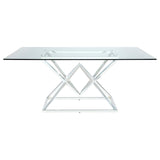 Beaufort Chrome Rectangular 71-Inch Glass Top Dining Table