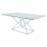 Beaufort Chrome Rectangular 71-Inch Glass Top Dining Table