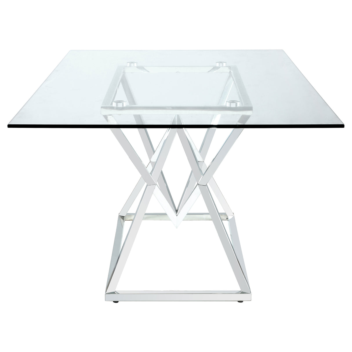 Beaufort Chrome Rectangular 71-Inch Glass Top Dining Table