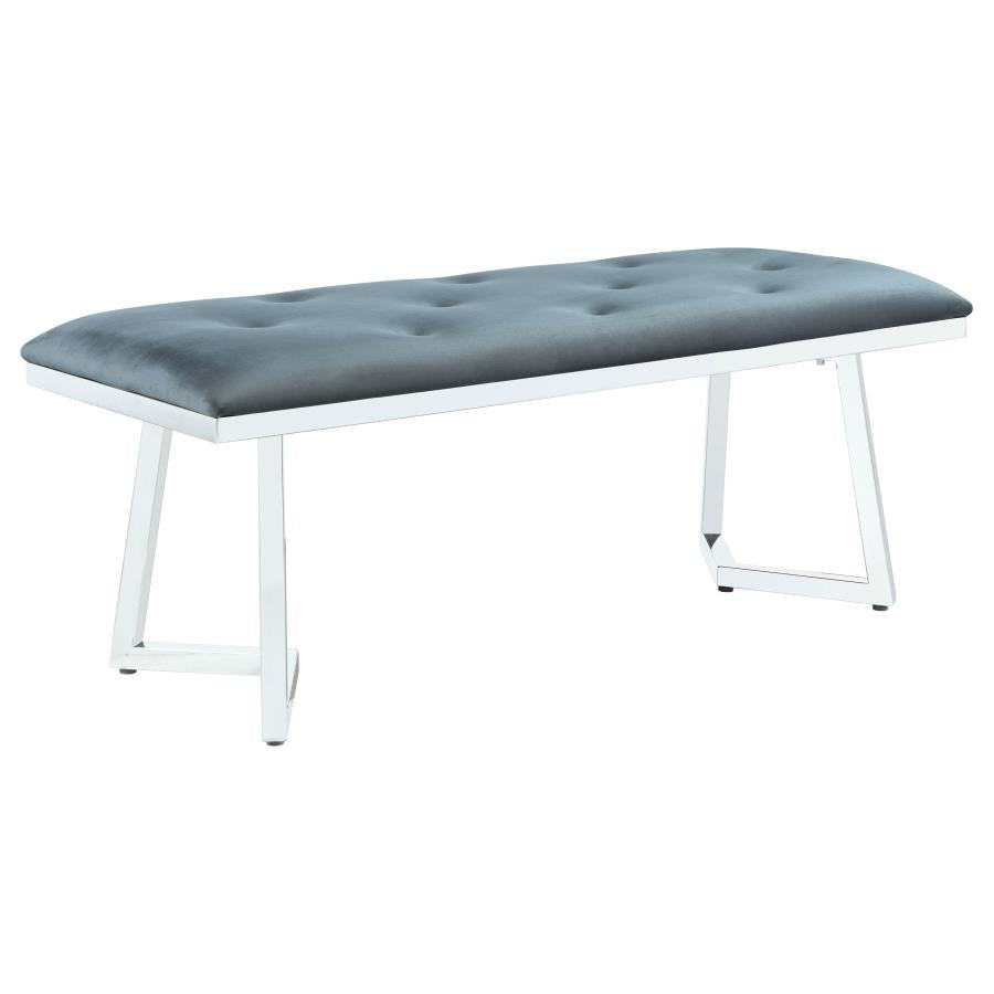 Beaufort Steel Grey Velvet Upholstered Dining Bench