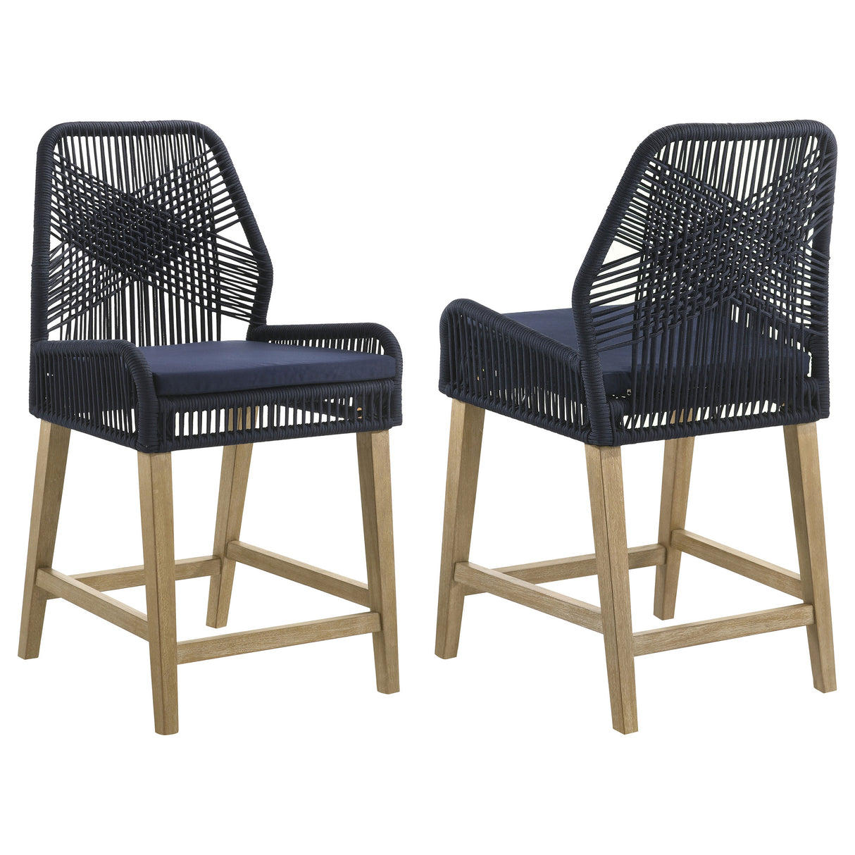 Nakia Woven Rope Back Counter Height Stools (Set Of 2)