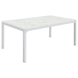 Athena Rectangle Dining Table With Marble Top Chrome