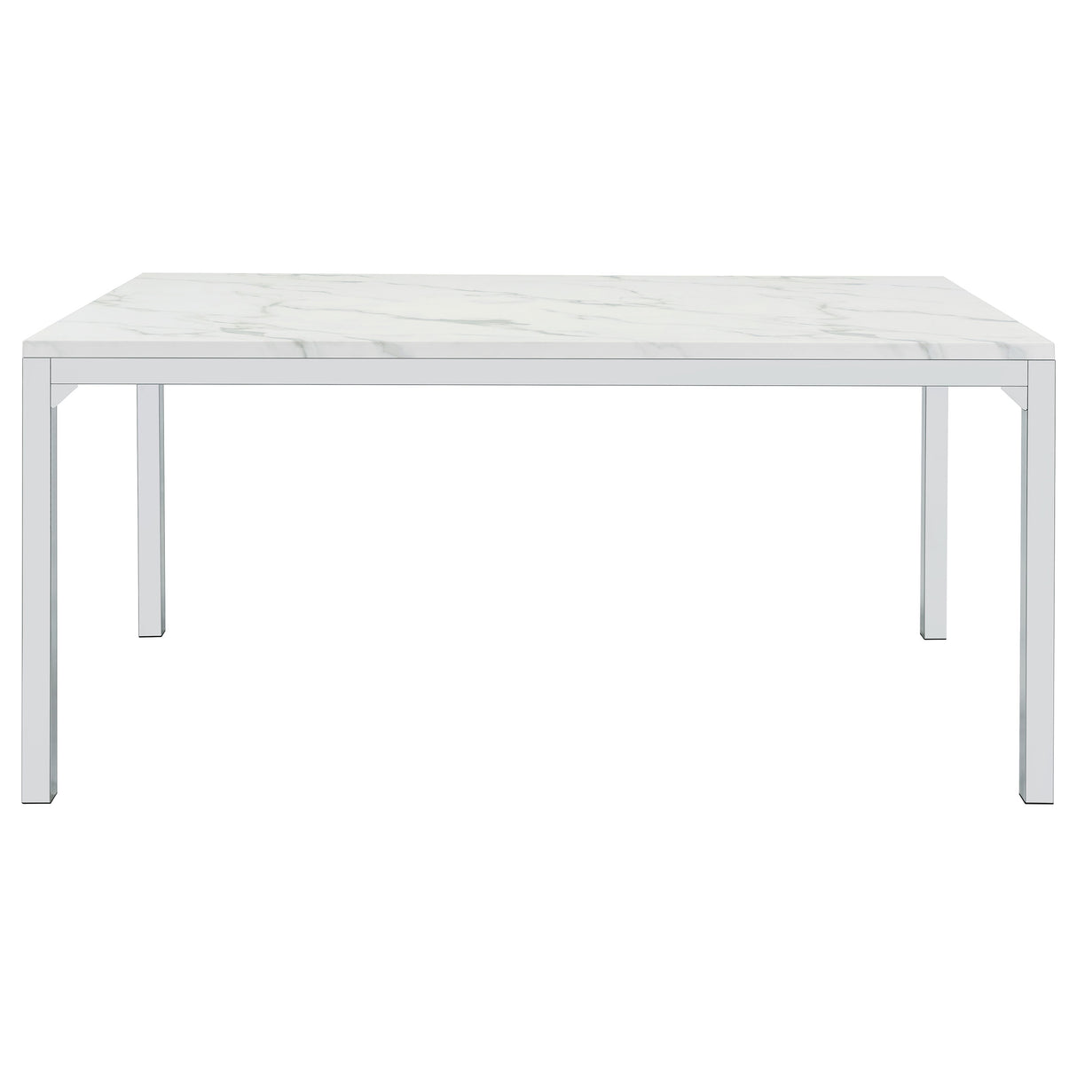 Athena Rectangle Dining Table With Marble Top Chrome