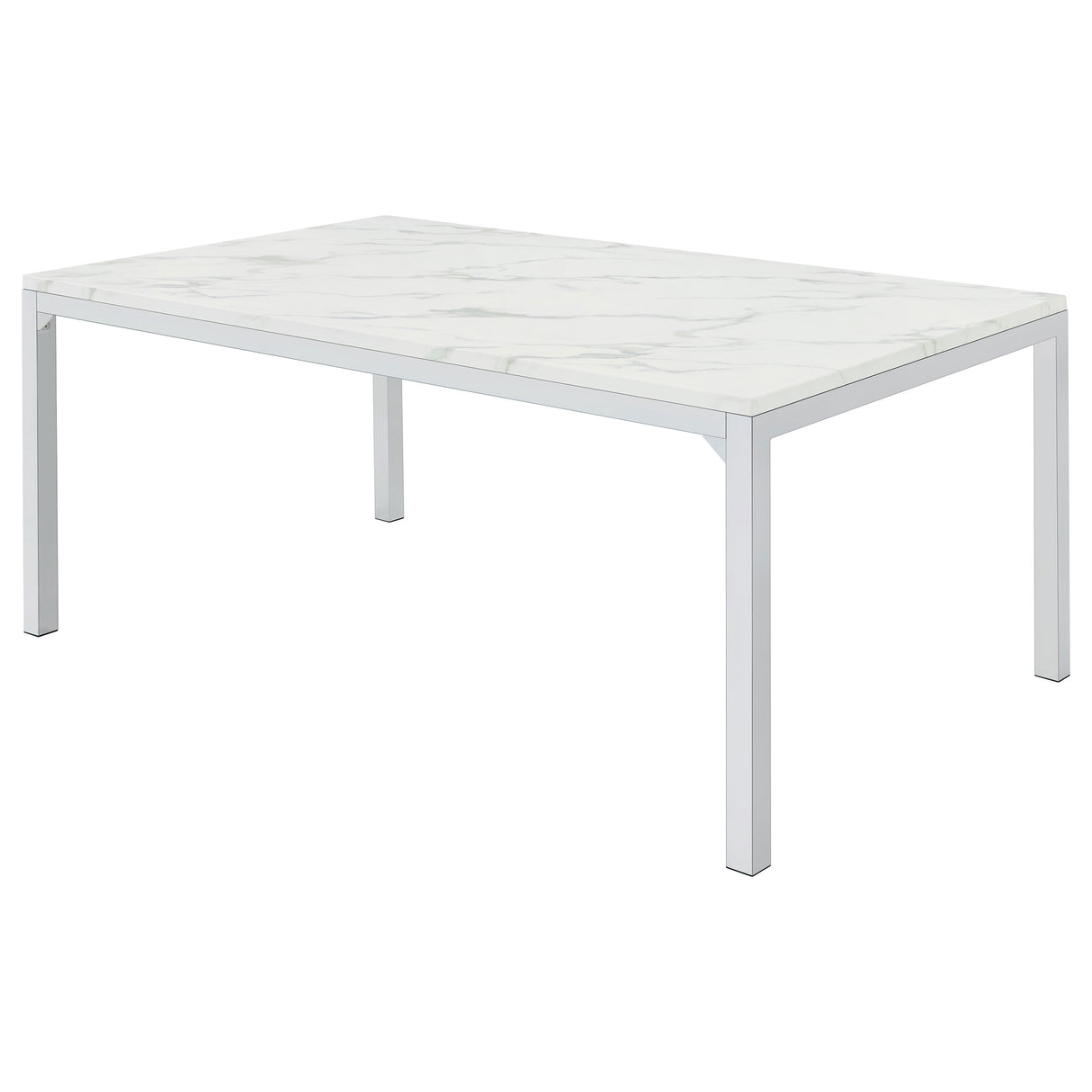 Athena Rectangle Dining Table With Marble Top Chrome