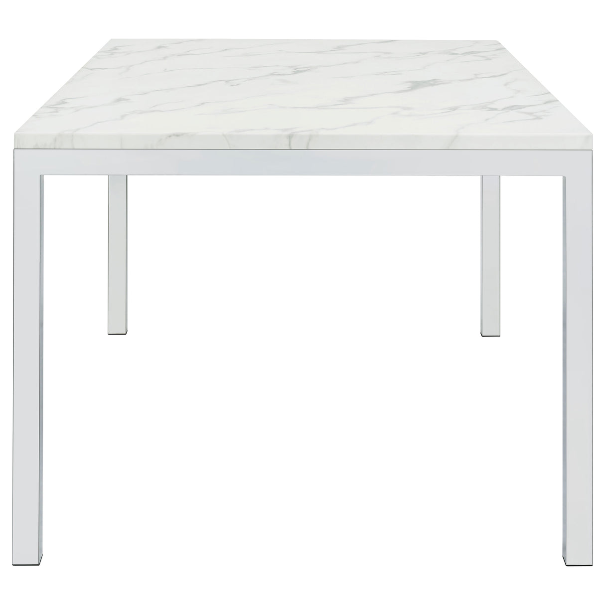 Athena Rectangle Dining Table With Marble Top Chrome