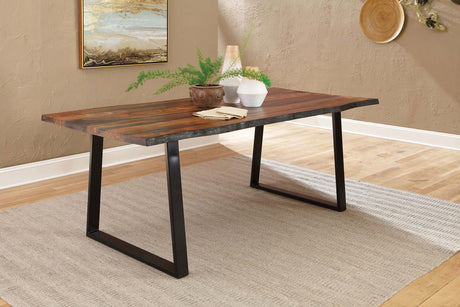 Ditman Live Edge Dining Table Grey Sheesham And Black