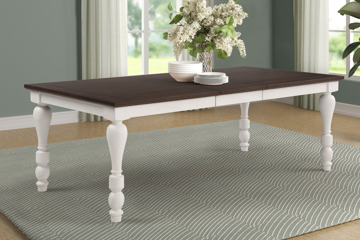 Madelyn Coastal White 86-Inch Extension Leaf Dining Table