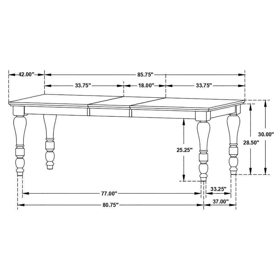 Madelyn Coastal White 86-Inch Extension Leaf Dining Table