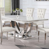 Kerwin White Marble Rectangular 71-Inch Stone Top Dining Table