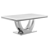 Kerwin White Marble Rectangular 71-Inch Stone Top Dining Table