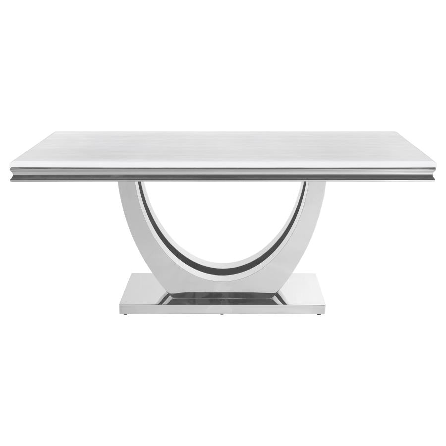 Kerwin White Marble Rectangular 71-Inch Stone Top Dining Table