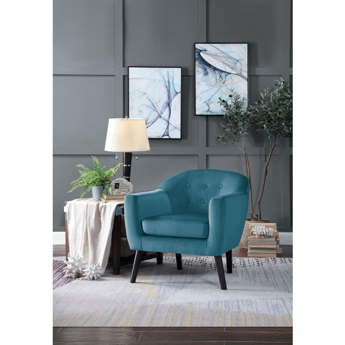 Quill Blue Velvet Accent Chair