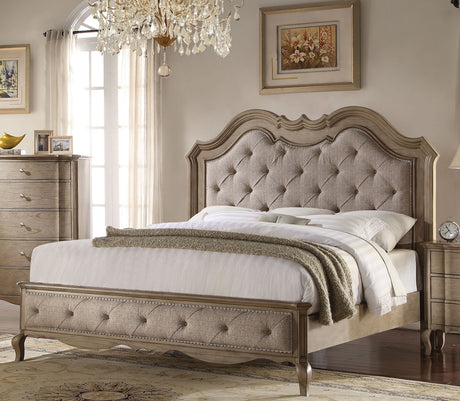 Acme Chelmsford Upholstered Bedroom Set in Antique Taupe