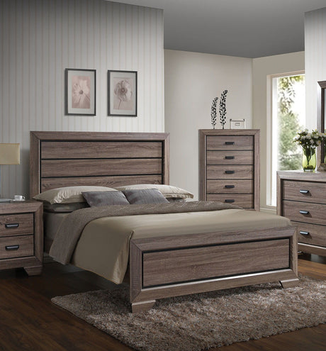 Acme Lyndon Panel Bedroom Set in Weathered Gray Grain