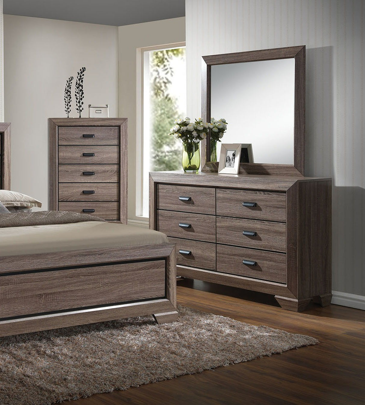 Acme Lyndon Panel Bedroom Set in Weathered Gray Grain