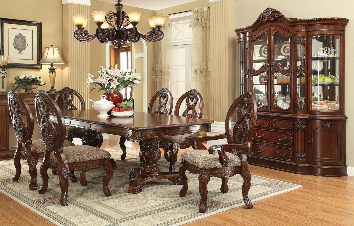 Acme Rovledo 7 Piece Double Pedestal Dining Set In Cherry