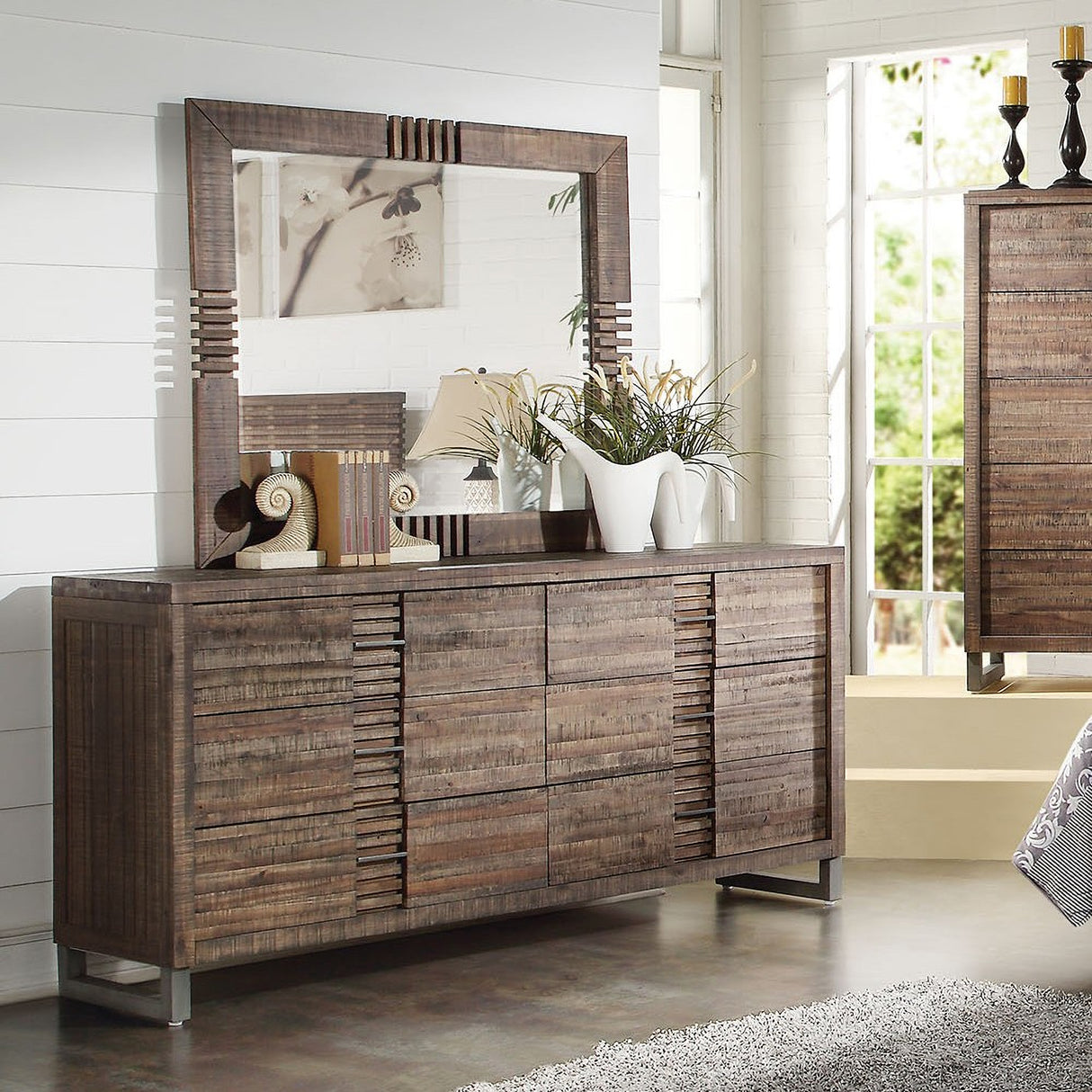 Acme Andria Platform Bedroom Set in Reclaimed Oak