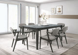 Stevie Black 7-Piece Rectangular Dining Table Set Grey And