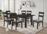 Jakob Black 7-Piece Rectangular Extension Leaf Dining Set