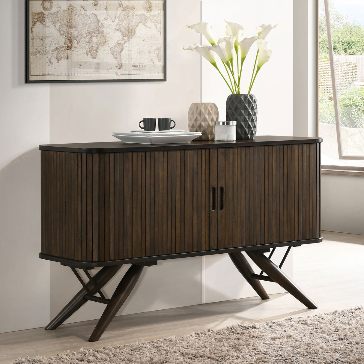 Wes 2-Door Rectangular Server Dark Walnut