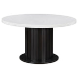 Sherry Rustic Espresso / Brown 5-Piece Round Marble Top Dining Table Set