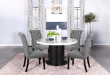 Sherry Rustic Espresso / Grey 5-Piece Round Marble Top Dining Table Set