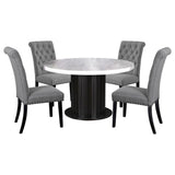 Sherry Rustic Espresso / Grey 5-Piece Round Marble Top Dining Table Set