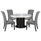 Sherry Rustic Espresso / Grey 5-Piece Round Marble Top Dining Table Set