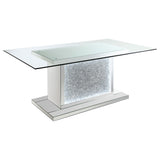 Marilyn Mirror Rectangular 72-Inch Glass Top Dining Table Silver