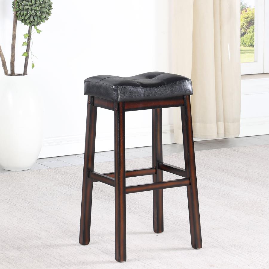 Donald Upholstered Bar Stools Black And Cappuccino (Set Of 2)