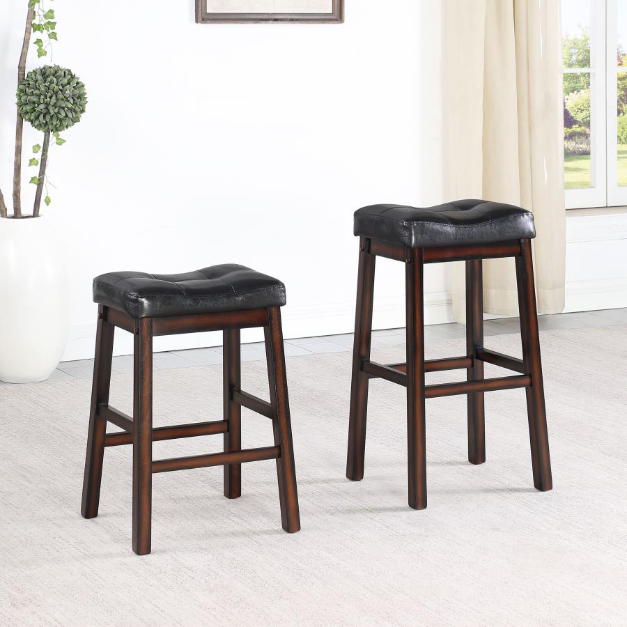 Donald Upholstered Bar Stools Black And Cappuccino (Set Of 2)