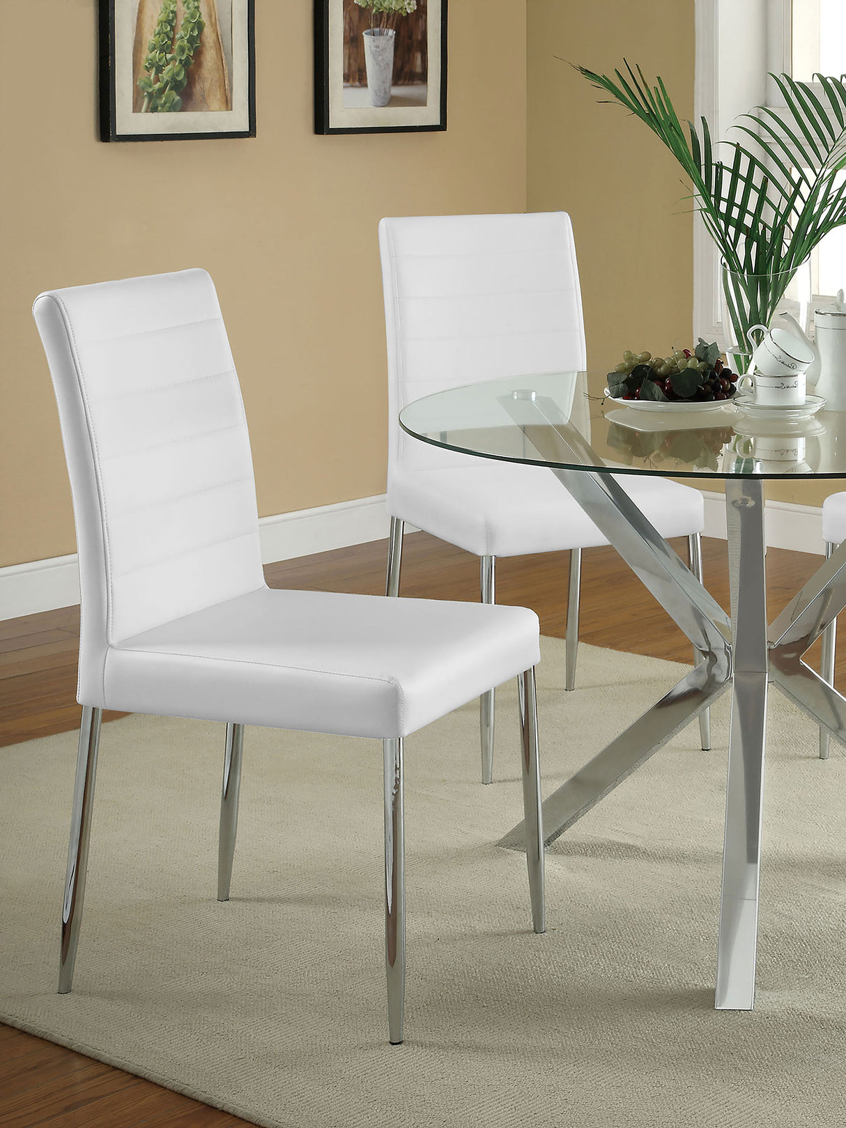 Matson Upholstered Dining Chairs White (Set Of 4)