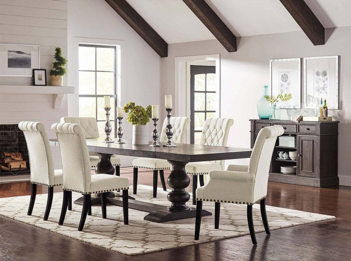 Phelps Distressed Noir / Beige 7-Piece Rectangular Dining Table Set