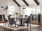 Phelps Distressed Noir / Grey 8-Piece Rectangular Dining Table Set