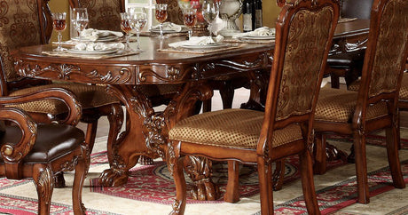 Acme Dresden 7 Piece Pedestal Dining Table Set in Brown Cherry Oak