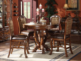 Acme Dresden 5 Piece Round Counter Height Dining Table Set In Brown Cherry Oak