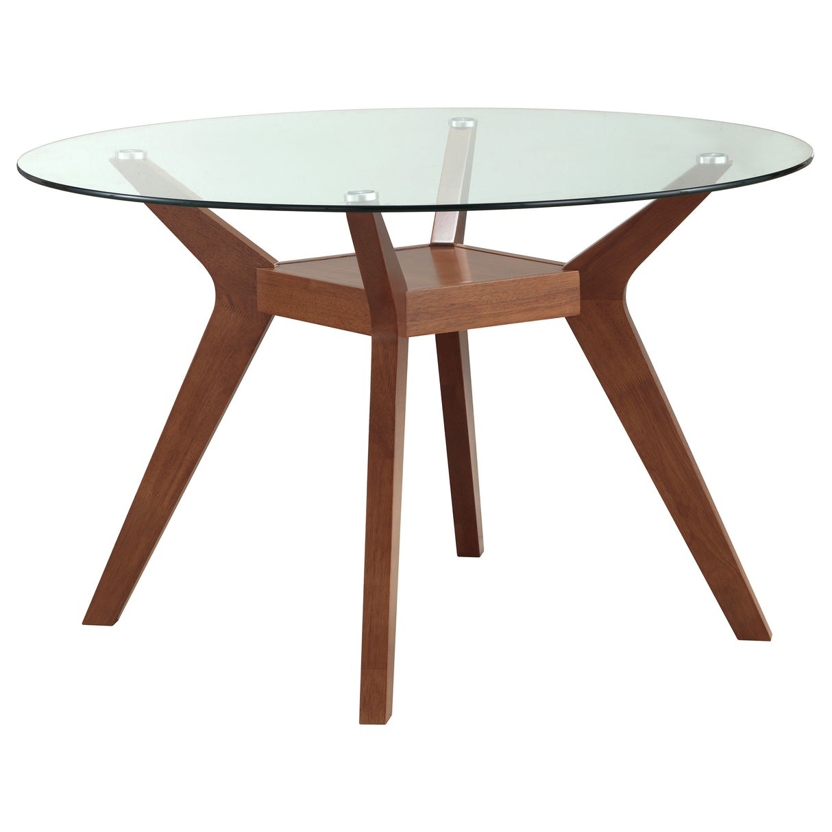 Paxton Nutmeg 5-Piece Round Glass Top Dining Table Set