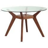 Paxton Nutmeg 5-Piece Round Glass Top Dining Table Set