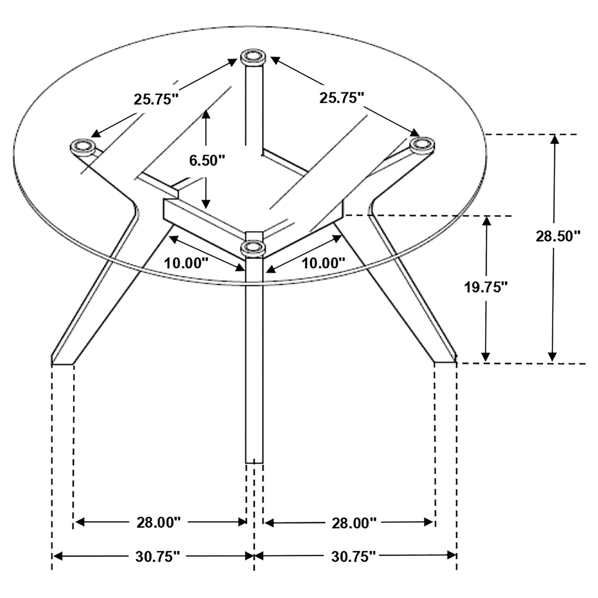 Paxton Nutmeg 5-Piece Round Glass Top Dining Table Set